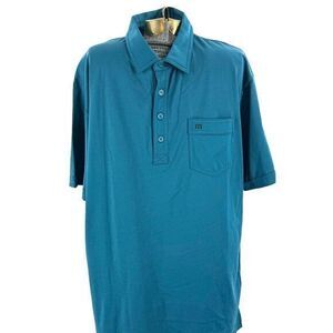 Travis Mathew Polo Golf Short Sleeve Teal Blue Pima Cotton / Polyester  Mens XL‎